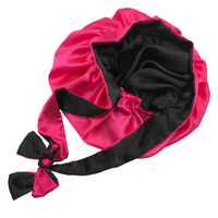 Reversible Black and Pink bonnet with ties