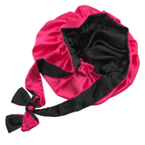 Reversible Black and Pink bonnet with ties