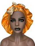 Orange Cream Bonnet with Ties