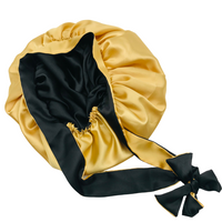 Reversible Black and Gold bonnet with ties