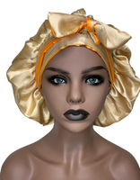 Orange Cream Bonnet with Ties