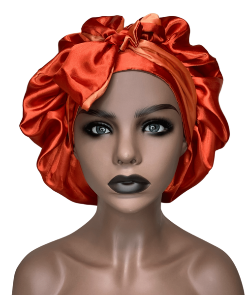 Rustic Orange Bonnet with Ties