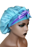 Reversible Lavender and Blue bonnet with ties