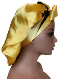 Reversible Black and Gold bonnet with ties