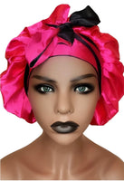 Reversible Black and Pink bonnet with ties