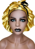 Reversible Black and Gold bonnet with ties